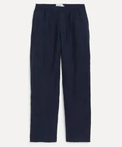 Wax London Trousers^Glencoe Navy Two-Tone Linen Trousers