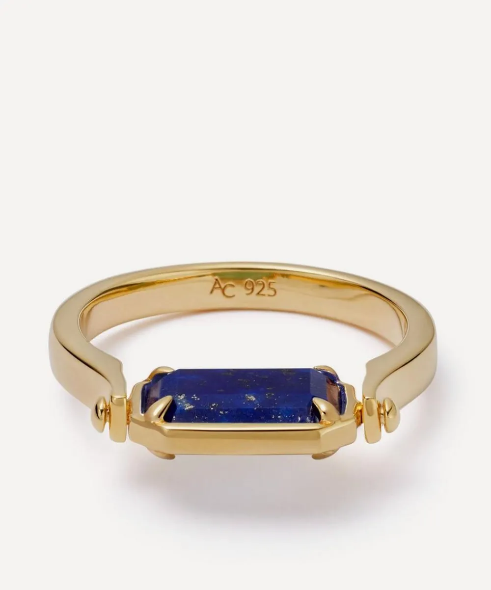 Astley Clarke Rings^Gold Deco Lapis and Malachite Spinner Ring