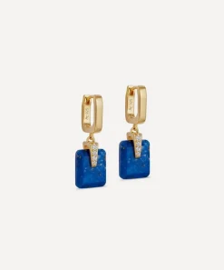 Astley Clarke Earrings^Gold Deco Lapis Huggie Drop Earrings