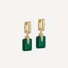 Astley Clarke Earrings^Gold Deco Malachite Huggie Drop Earrings
