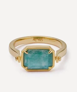 Astley Clarke Rings^Gold Deco Mother of Pearl and Amazonite Spinner Ring