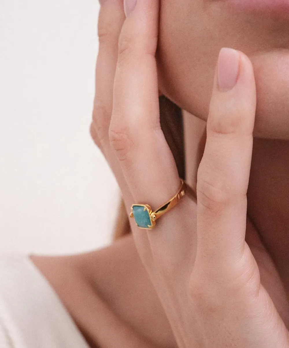 Astley Clarke Rings^Gold Deco Mother of Pearl and Amazonite Spinner Ring