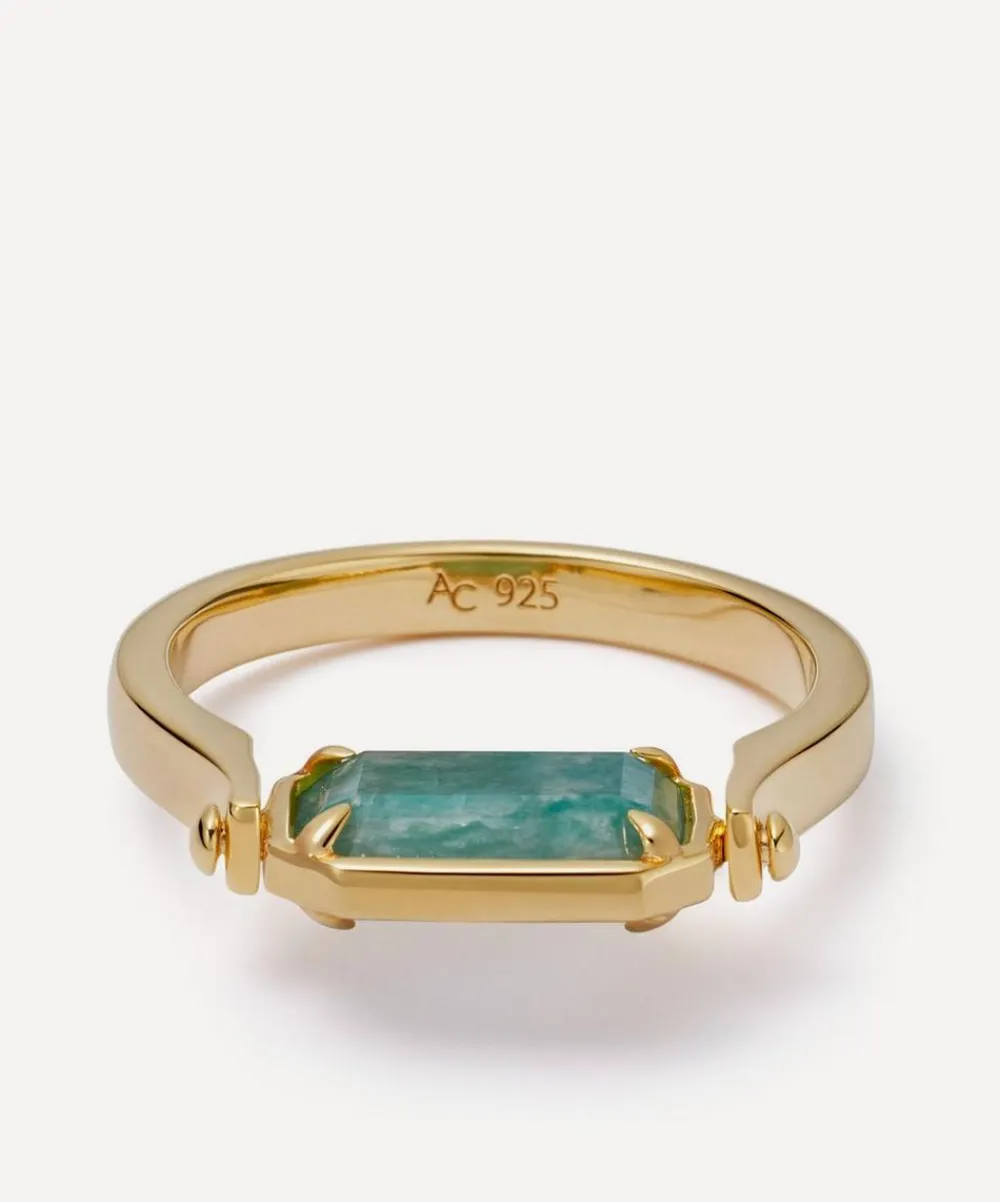 Astley Clarke Rings^Gold Deco Mother of Pearl and Amazonite Spinner Ring