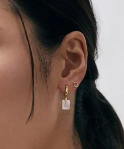 Astley Clarke Earrings^Gold Deco Mother of Pearl Huggie Drop Earrings