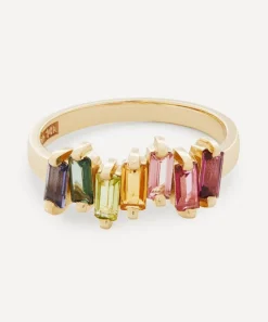 Suzanne Kalan Rings|Rings^Gold Multi-Stone Uneven Rainbow Baguette Ring