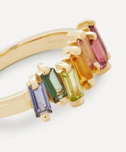 Suzanne Kalan Rings|Rings^Gold Multi-Stone Uneven Rainbow Baguette Ring