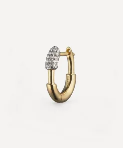 Otiumberg Earrings^Gold Plated Vermeil Silver Small Pavé Staple Hoop Earring