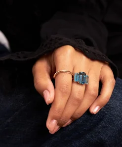 Dinny Hall Rings^Gold Plated Vermeil Silver Trinny Trilogy Blue Topaz Ring