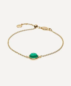 Monica Vinader Bracelets^Gold Plated Vermeil Silver Green Onyx Siren Fine Chain Bracelet