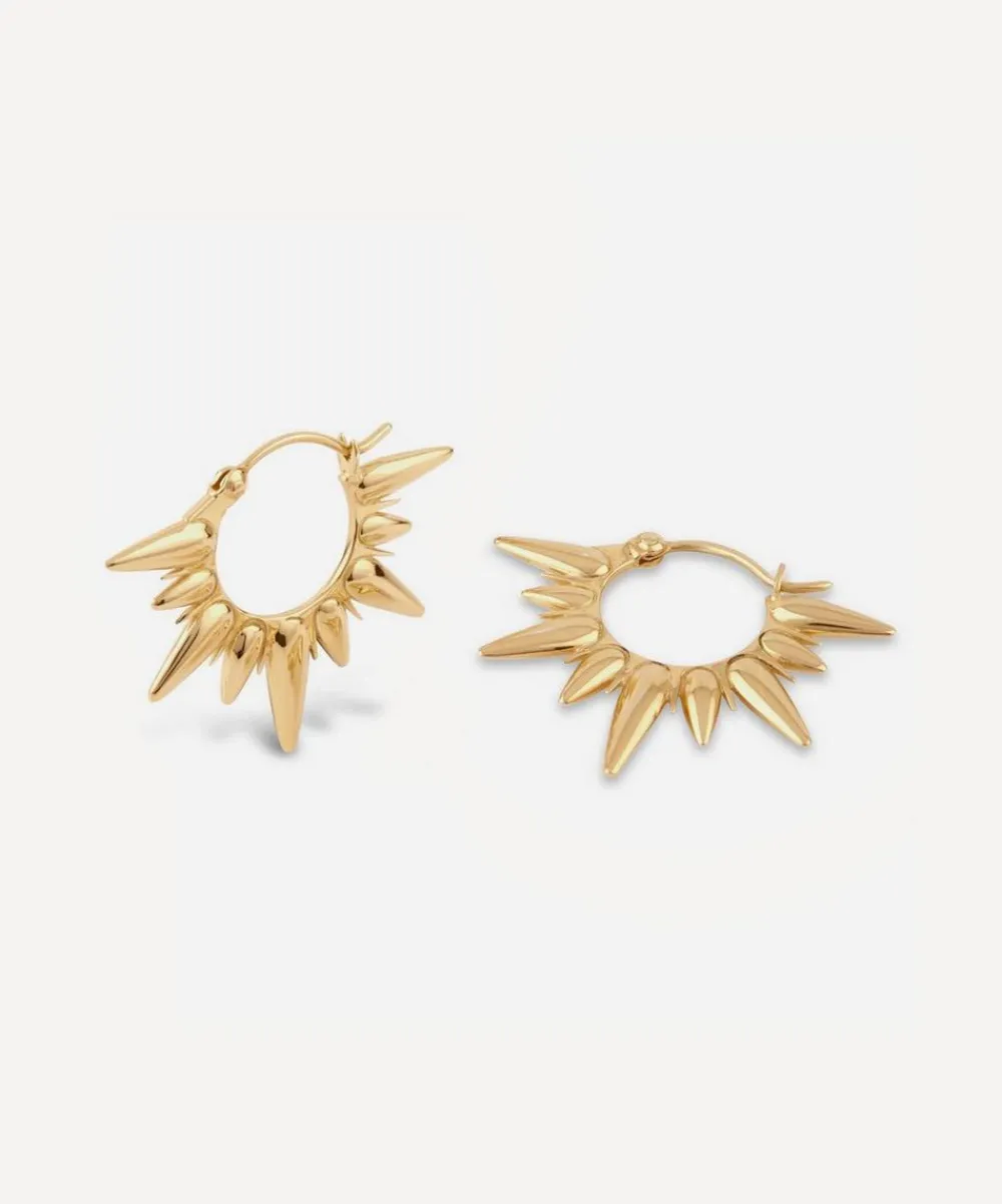 Dinny Hall Earrings^Gold Plated Vermeil Silver Sunbeam Fanny Half-Sun Hoop Earrings