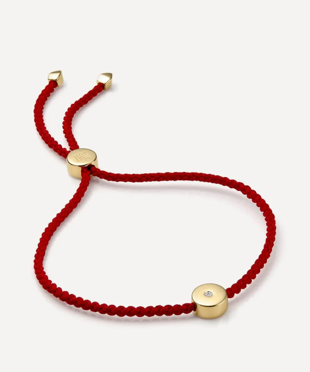 Monica Vinader Bracelets^Gold Plated Vermeil Silver Linear Solo Diamond Cord Friendship Bracelet