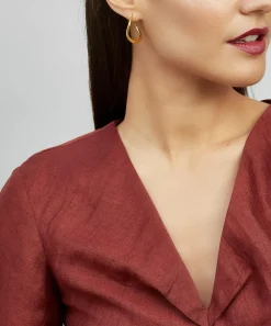 Dinny Hall Earrings^Gold Plated Vermeil Silver Wave Small Hoop Earrings