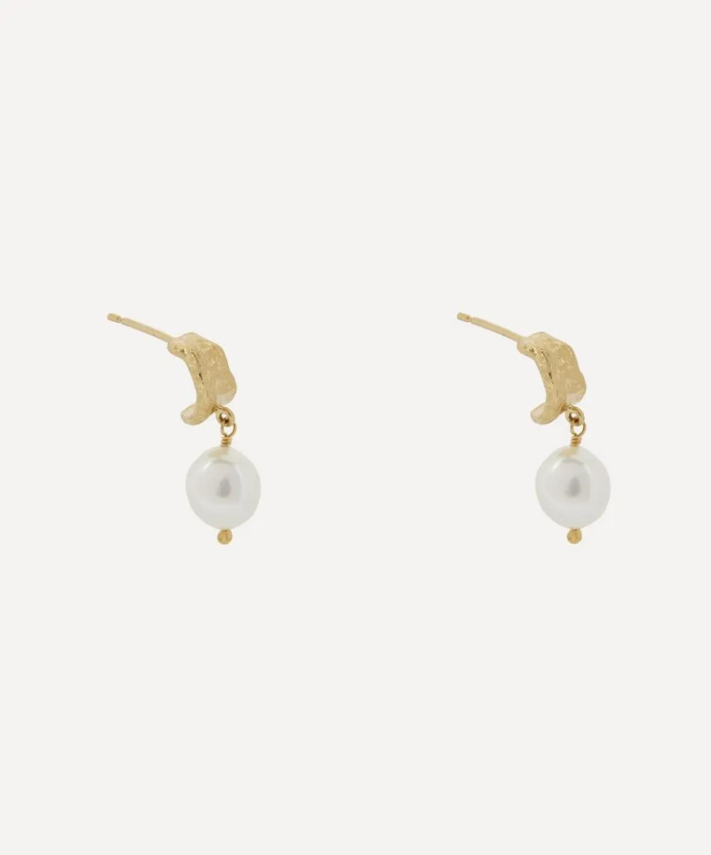 Alex Monroe Earrings^Gold-Plated Bark Huggie Hoop Earrings