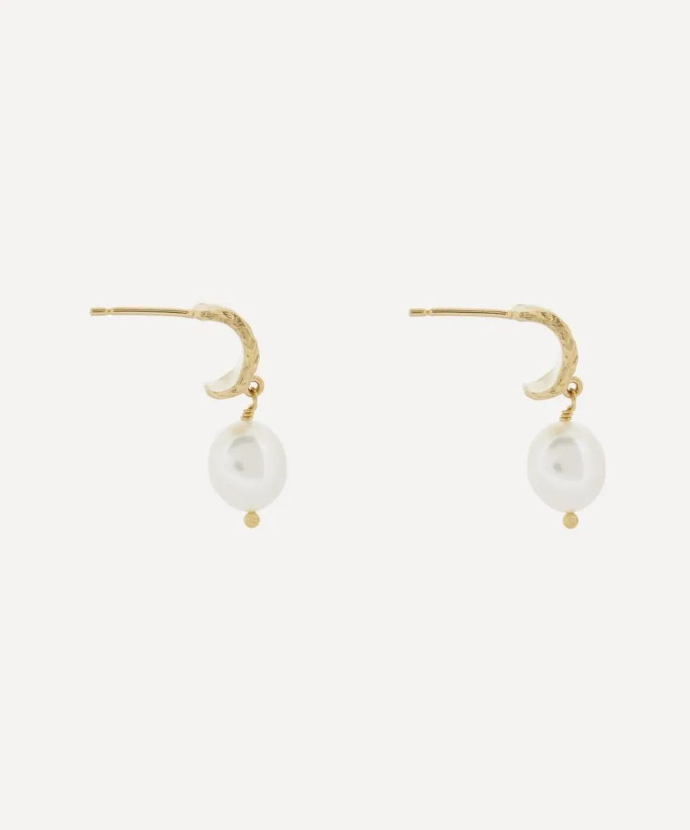 Alex Monroe Earrings^Gold-Plated Bark Huggie Hoop Earrings