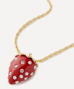Kenneth Jay Lane Necklaces^Gold-Plated Crystal Resin Strawberry Pendant Necklace
