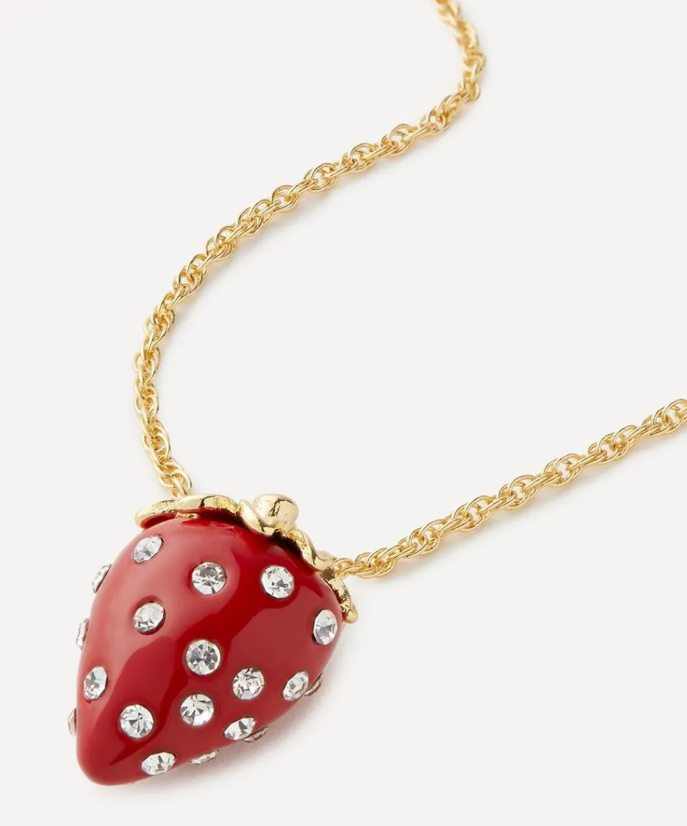 Kenneth Jay Lane Necklaces^Gold-Plated Crystal Resin Strawberry Pendant Necklace