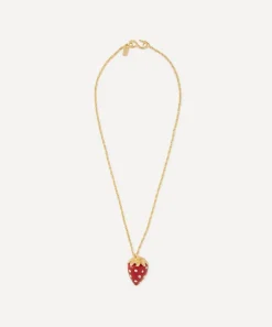 Kenneth Jay Lane Necklaces^Gold-Plated Crystal Resin Strawberry Pendant Necklace