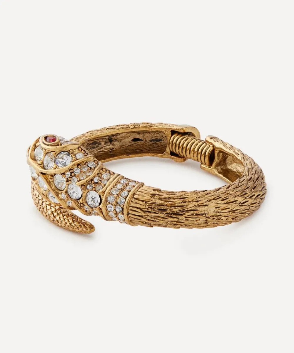 Kenneth Jay Lane Bracelets^Gold-Plated Crystal Snake Hinged Bracelet