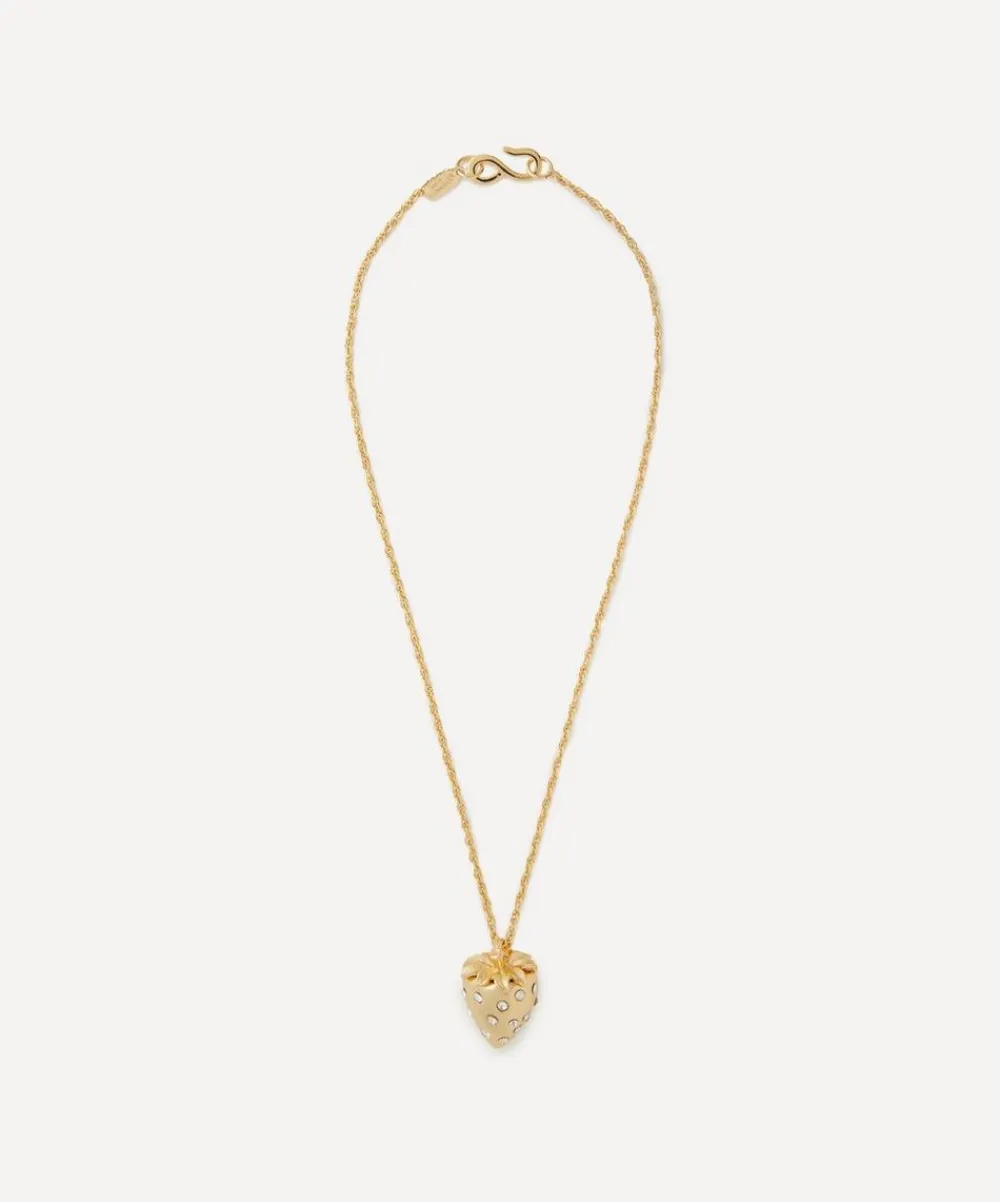 Kenneth Jay Lane Necklaces^Gold-Plated Crystal Strawberry Pendant Necklace