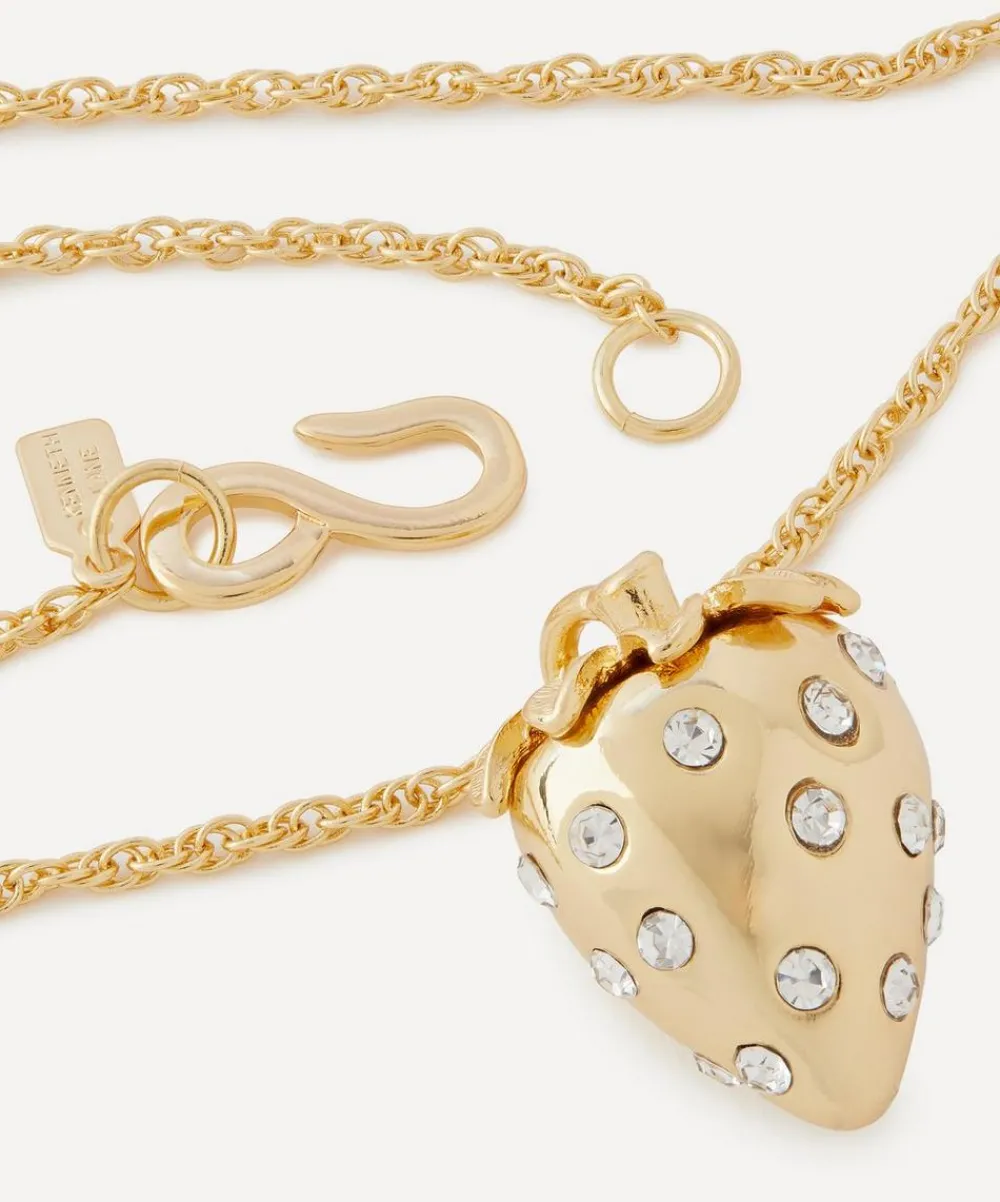 Kenneth Jay Lane Necklaces^Gold-Plated Crystal Strawberry Pendant Necklace