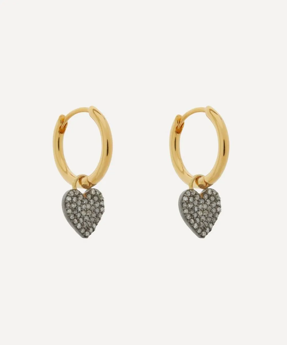 Kirstie Le Marque Earrings^Gold-Plated Diamond Heart Hoop Earrings