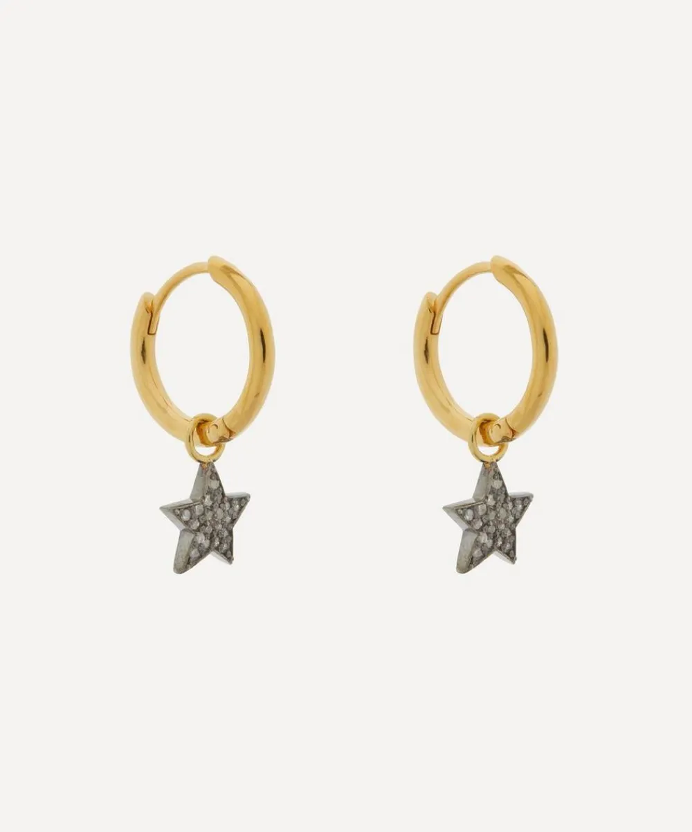 Kirstie Le Marque Earrings^Gold-Plated Diamond Star Hoop Earrings