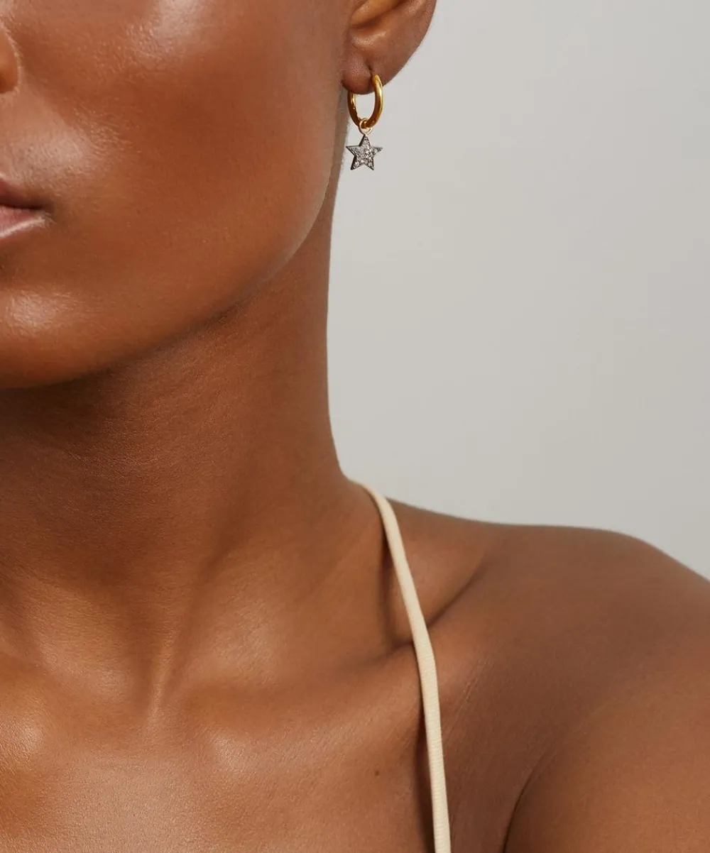 Kirstie Le Marque Earrings^Gold-Plated Diamond Star Hoop Earrings