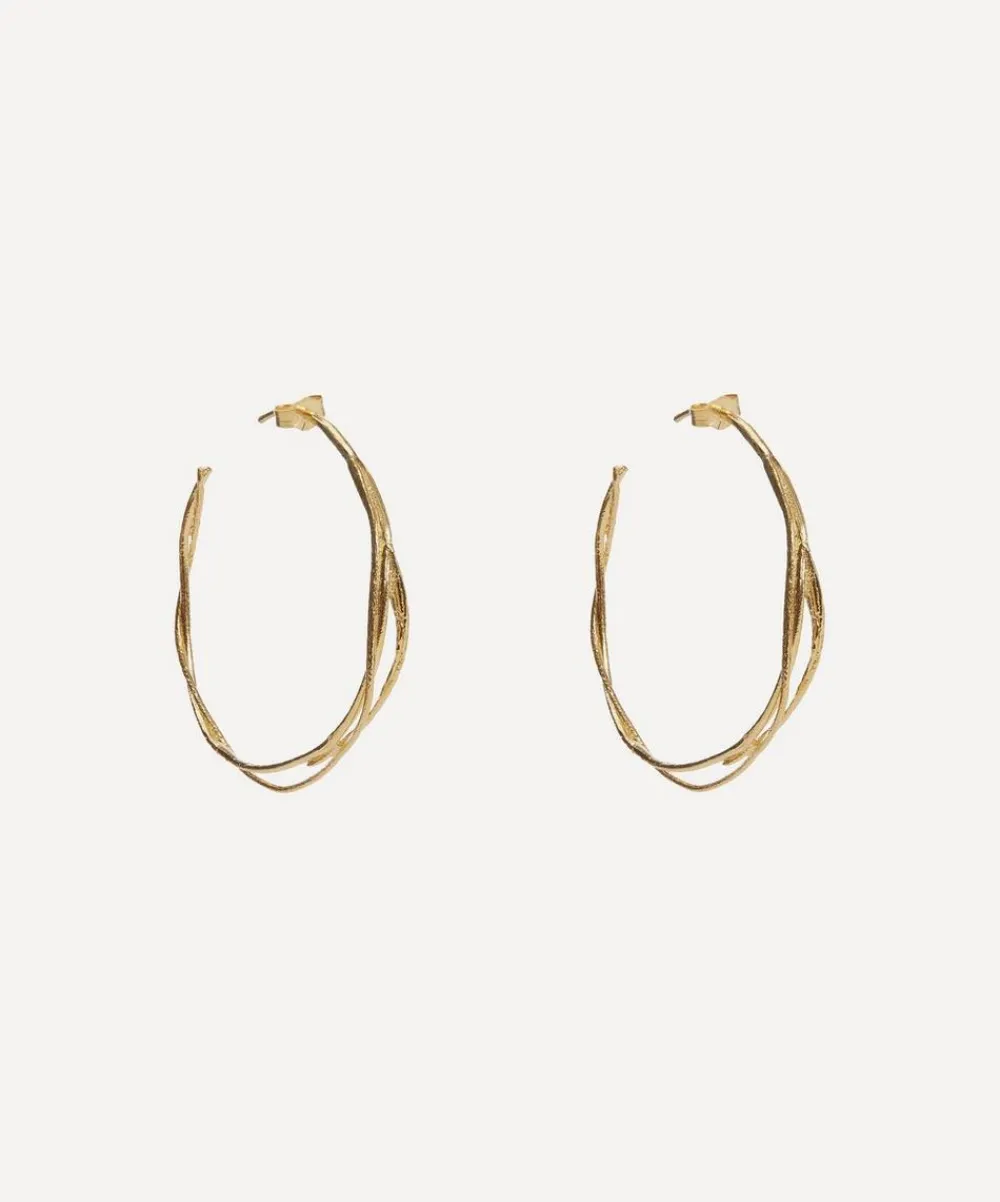 Alex Monroe Earrings^Gold-Plated Fine Twist Hoop Earrings