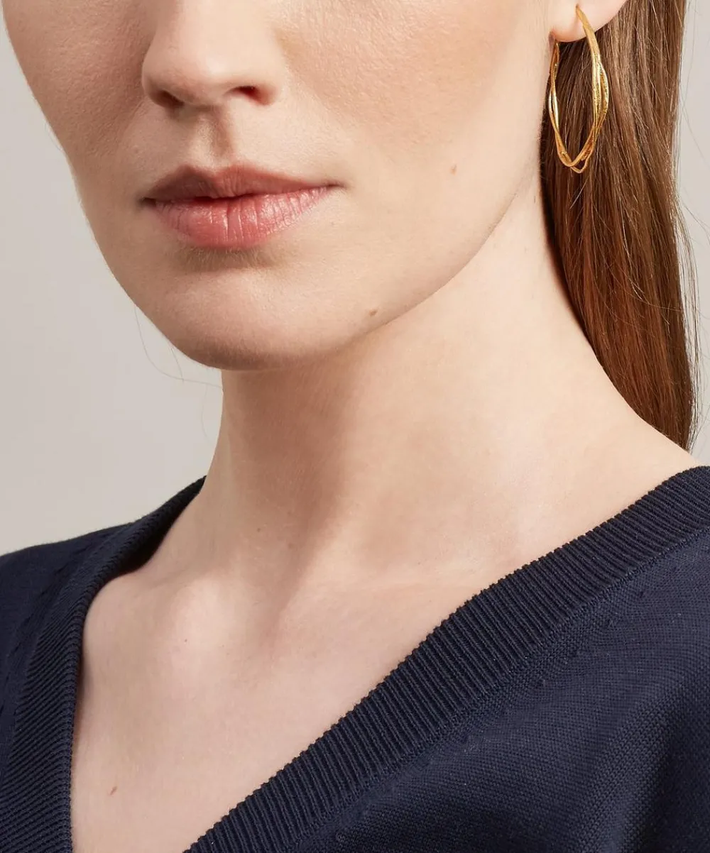 Alex Monroe Earrings^Gold-Plated Fine Twist Hoop Earrings