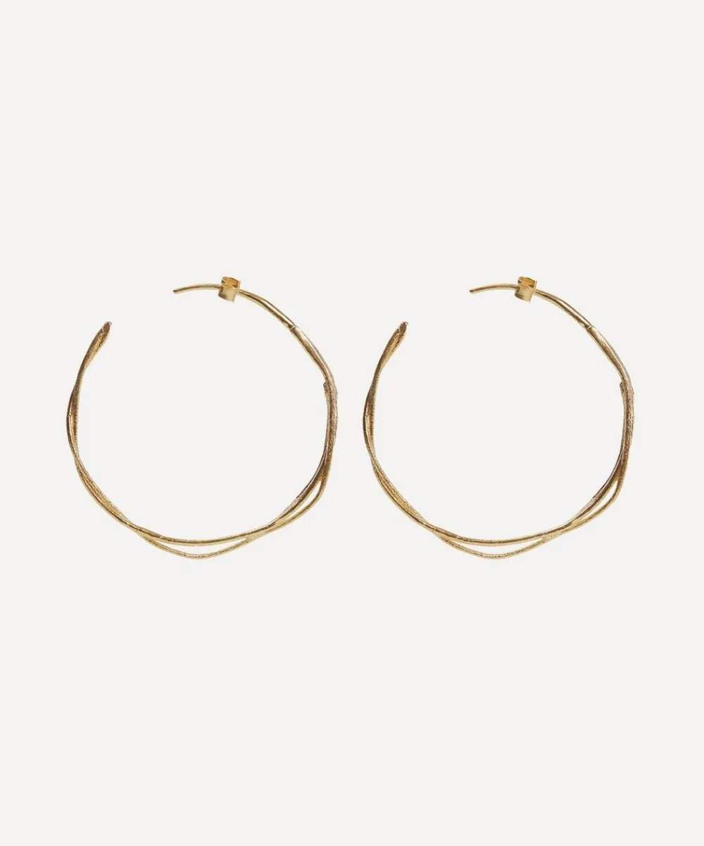 Alex Monroe Earrings^Gold-Plated Fine Twist Hoop Earrings