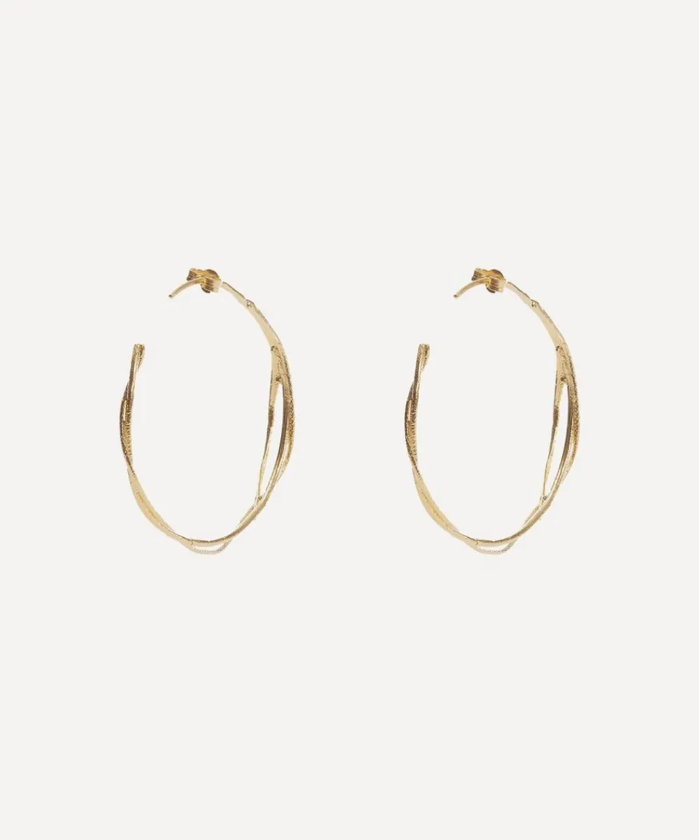 Alex Monroe Earrings^Gold-Plated Fine Twist Hoop Earrings