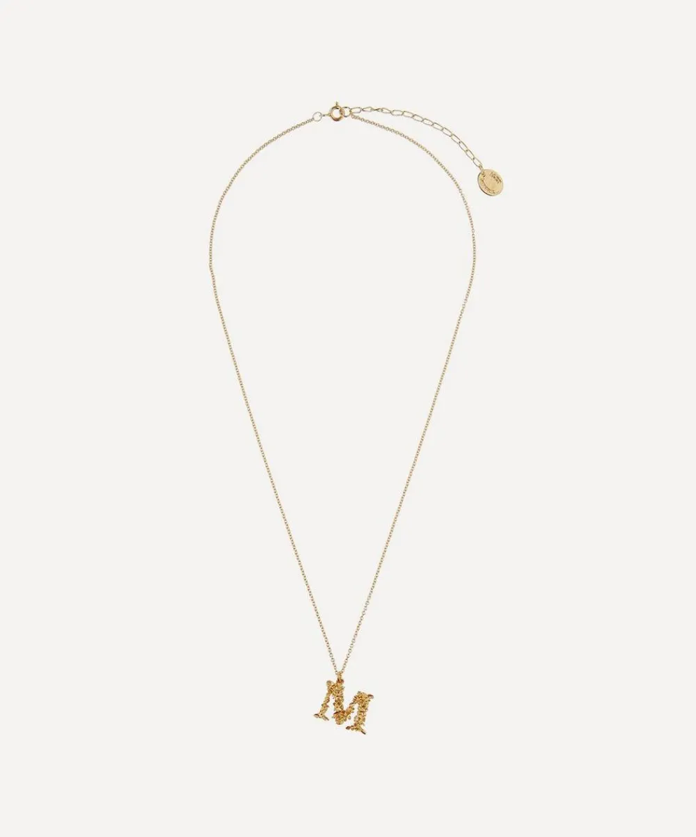 Alex Monroe Necklaces^Gold-Plated Floral Letter M Alphabet Necklace