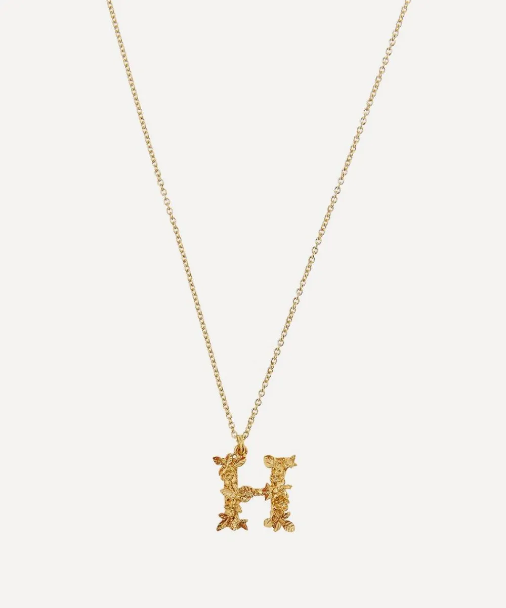 Alex Monroe Necklaces^Gold-Plated Floral Letter H Alphabet Necklace