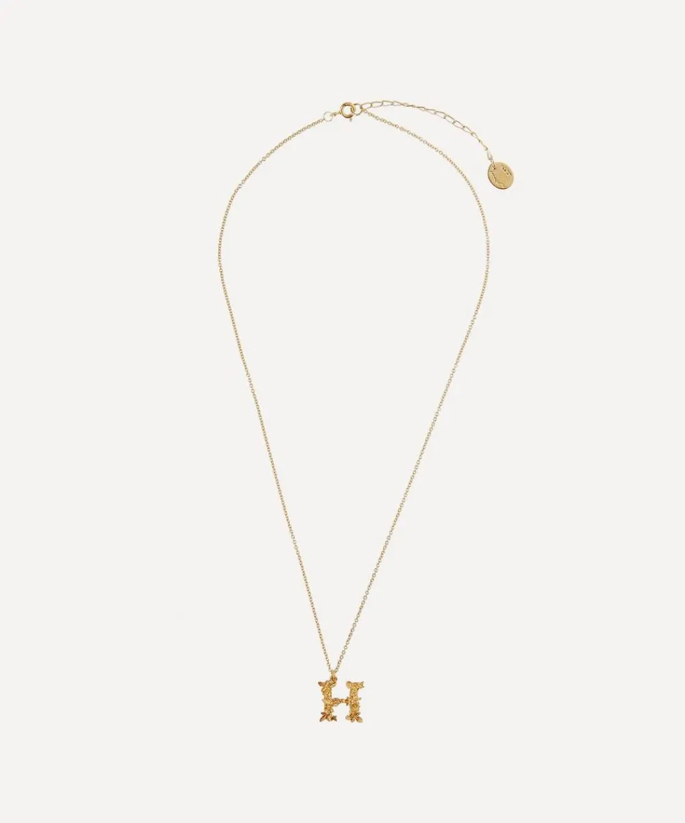 Alex Monroe Necklaces^Gold-Plated Floral Letter H Alphabet Necklace