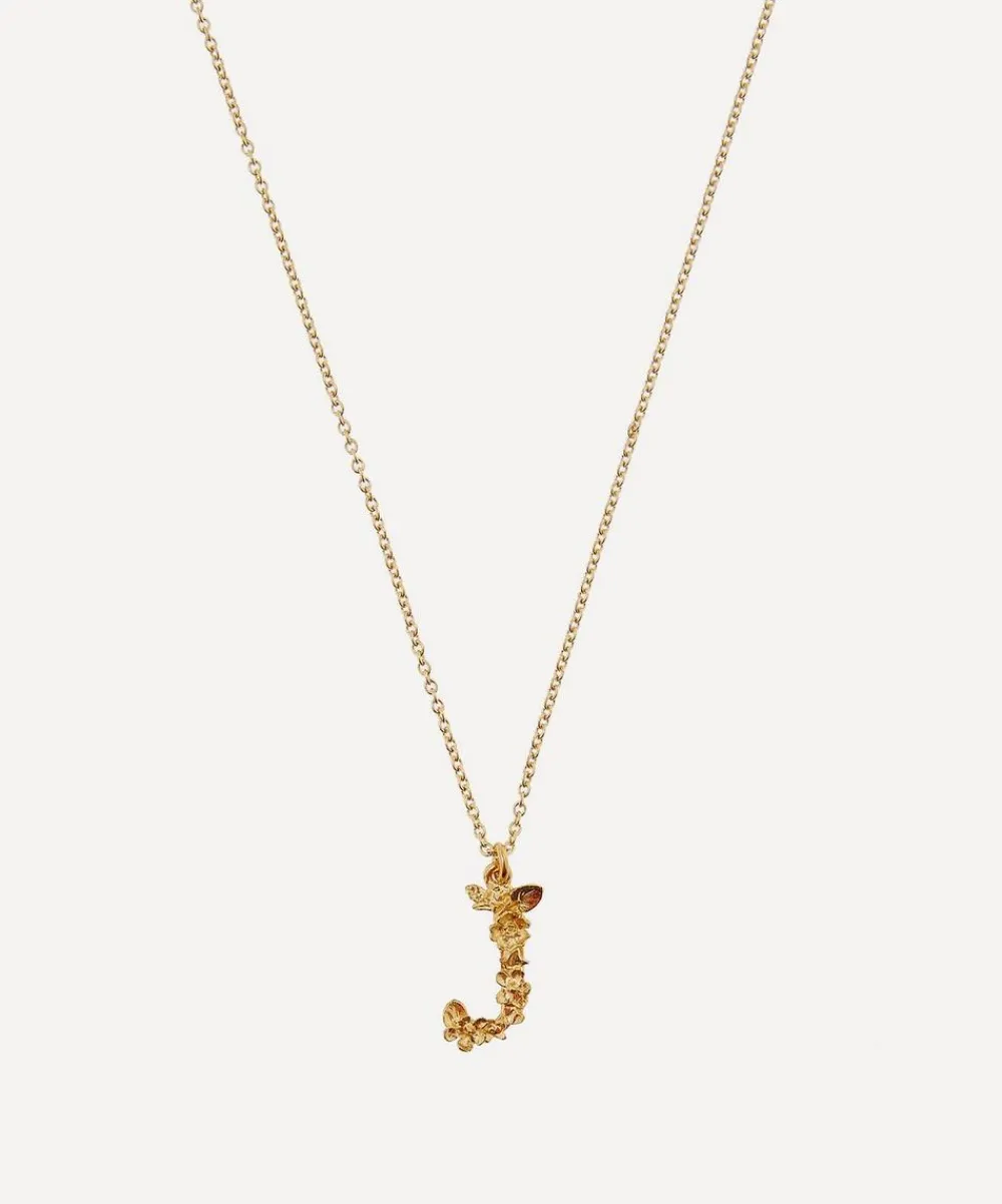 Alex Monroe Necklaces^Gold-Plated Floral Letter J Alphabet Necklace