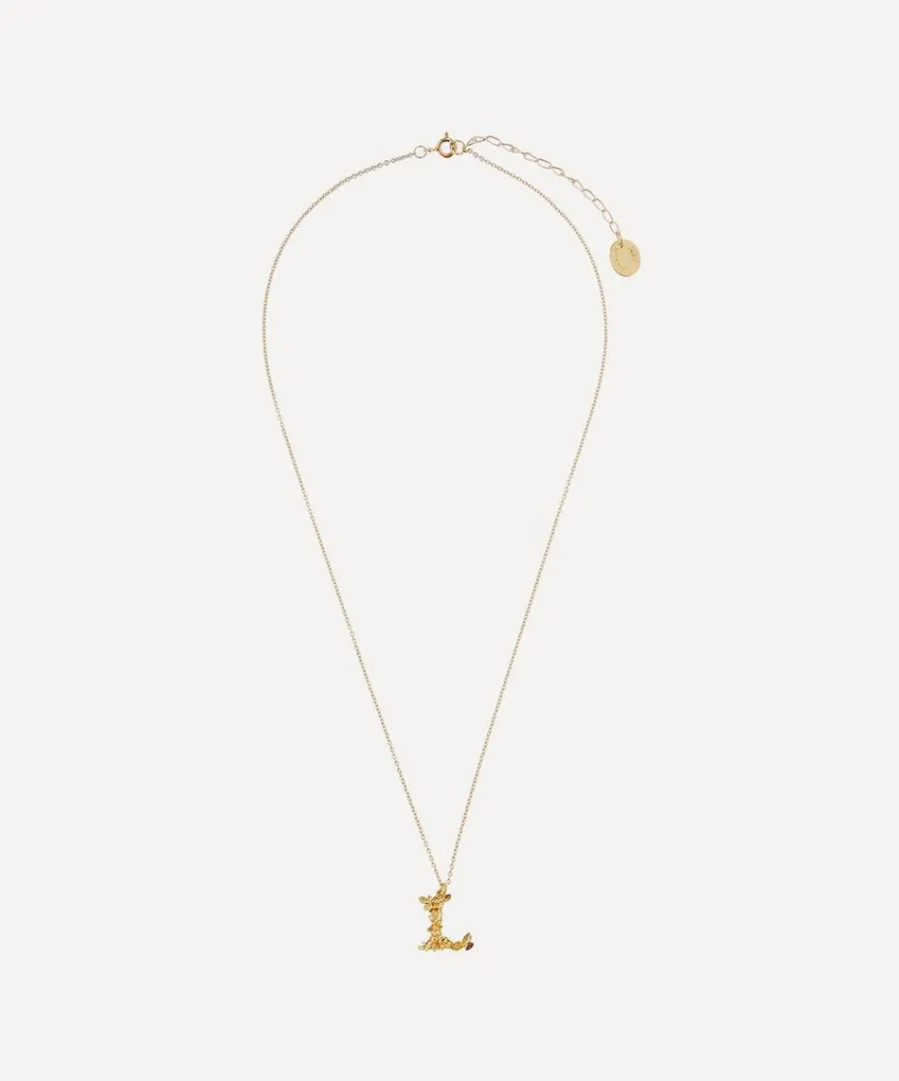 Alex Monroe Necklaces^Gold-Plated Floral Letter L Alphabet Necklace