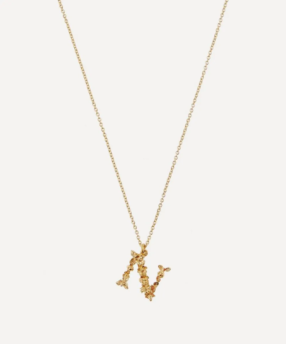 Alex Monroe Necklaces^Gold-Plated Floral Letter N Alphabet Necklace