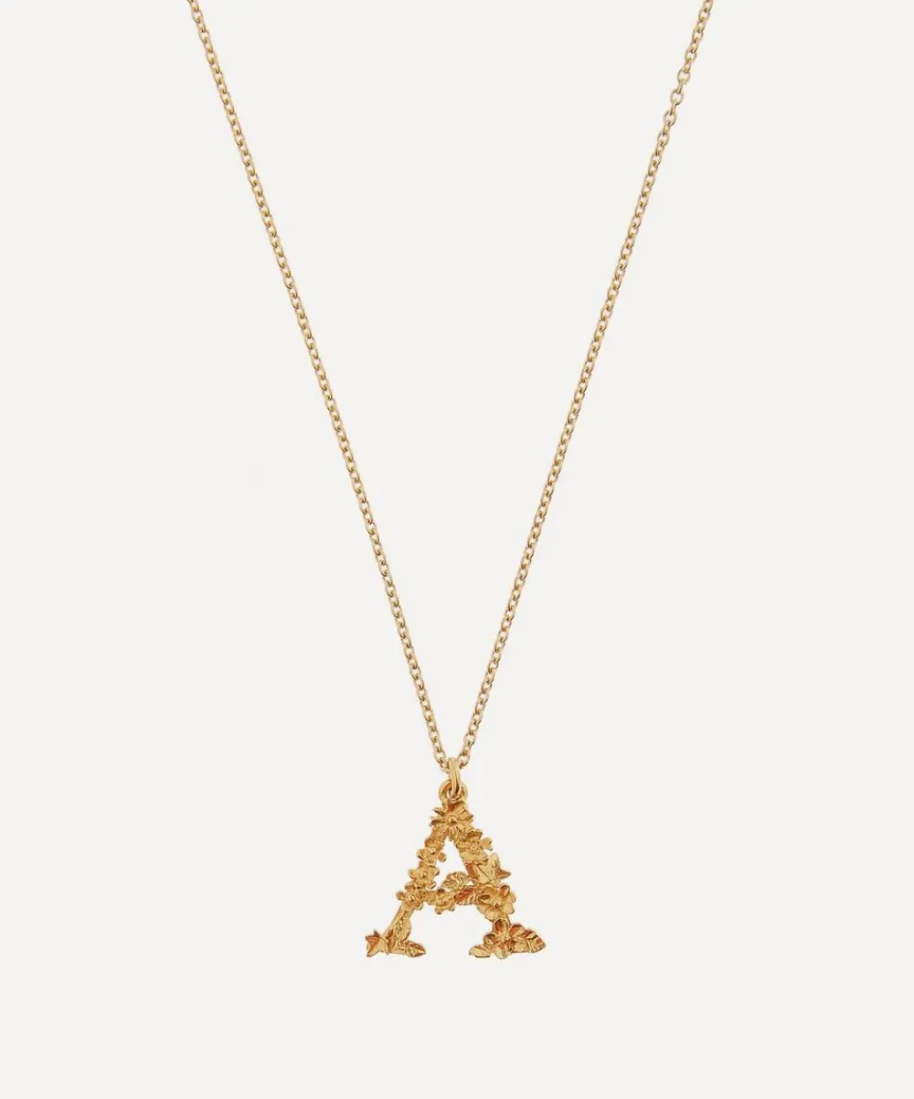 Alex Monroe Necklaces^Gold-Plated Floral Letter A Alphabet Necklace