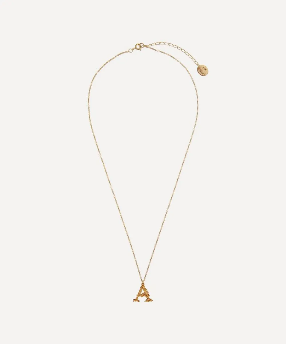 Alex Monroe Necklaces^Gold-Plated Floral Letter A Alphabet Necklace