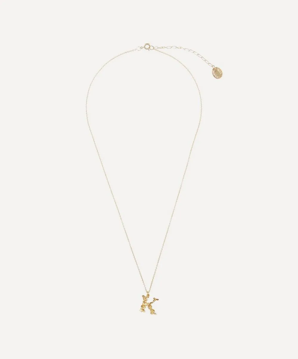 Alex Monroe Necklaces^Gold-Plated Floral Letter K Alphabet Necklace