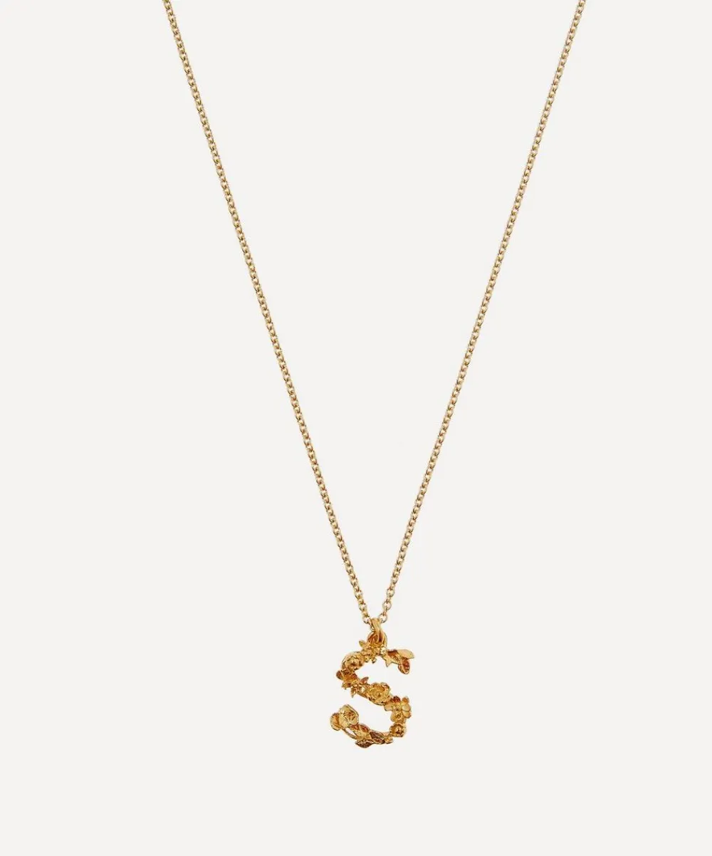Alex Monroe Necklaces^Gold-Plated Floral Letter S Alphabet Necklace