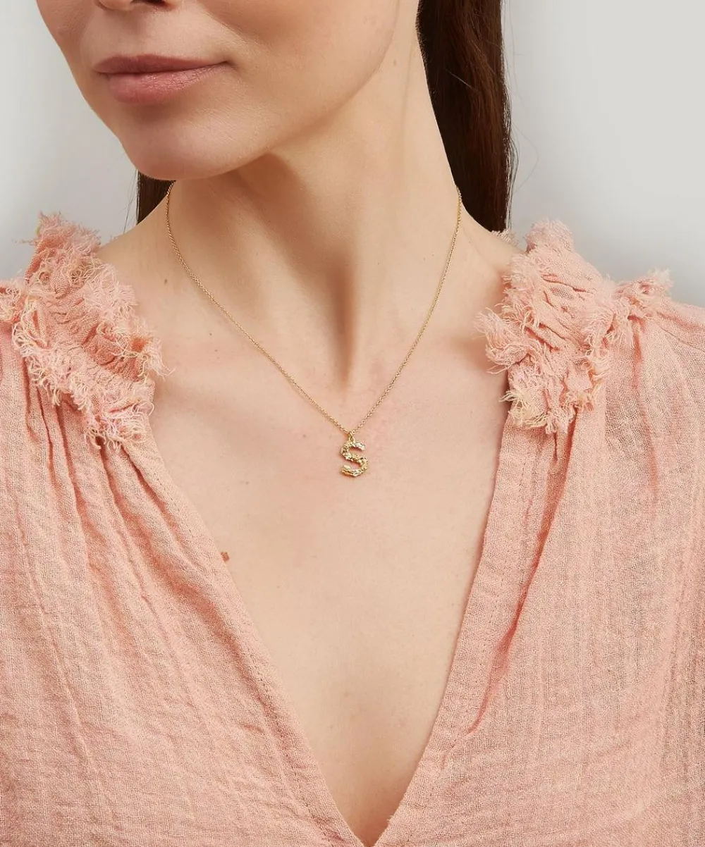 Alex Monroe Necklaces^Gold-Plated Floral Letter S Alphabet Necklace