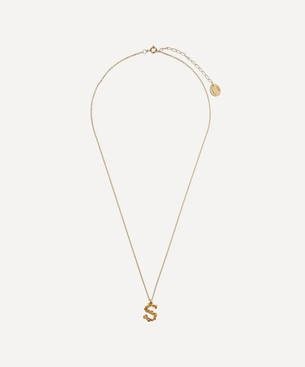 Alex Monroe Necklaces^Gold-Plated Floral Letter S Alphabet Necklace