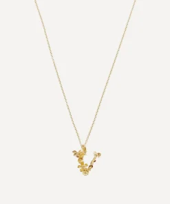 Alex Monroe Necklaces^Gold-Plated Floral Letter V Alphabet Necklace