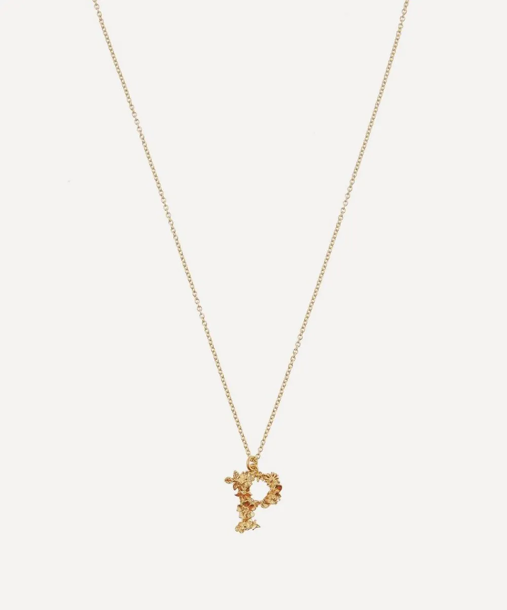 Alex Monroe Necklaces^Gold-Plated Floral Letter P Alphabet Necklace