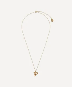 Alex Monroe Necklaces^Gold-Plated Floral Letter P Alphabet Necklace