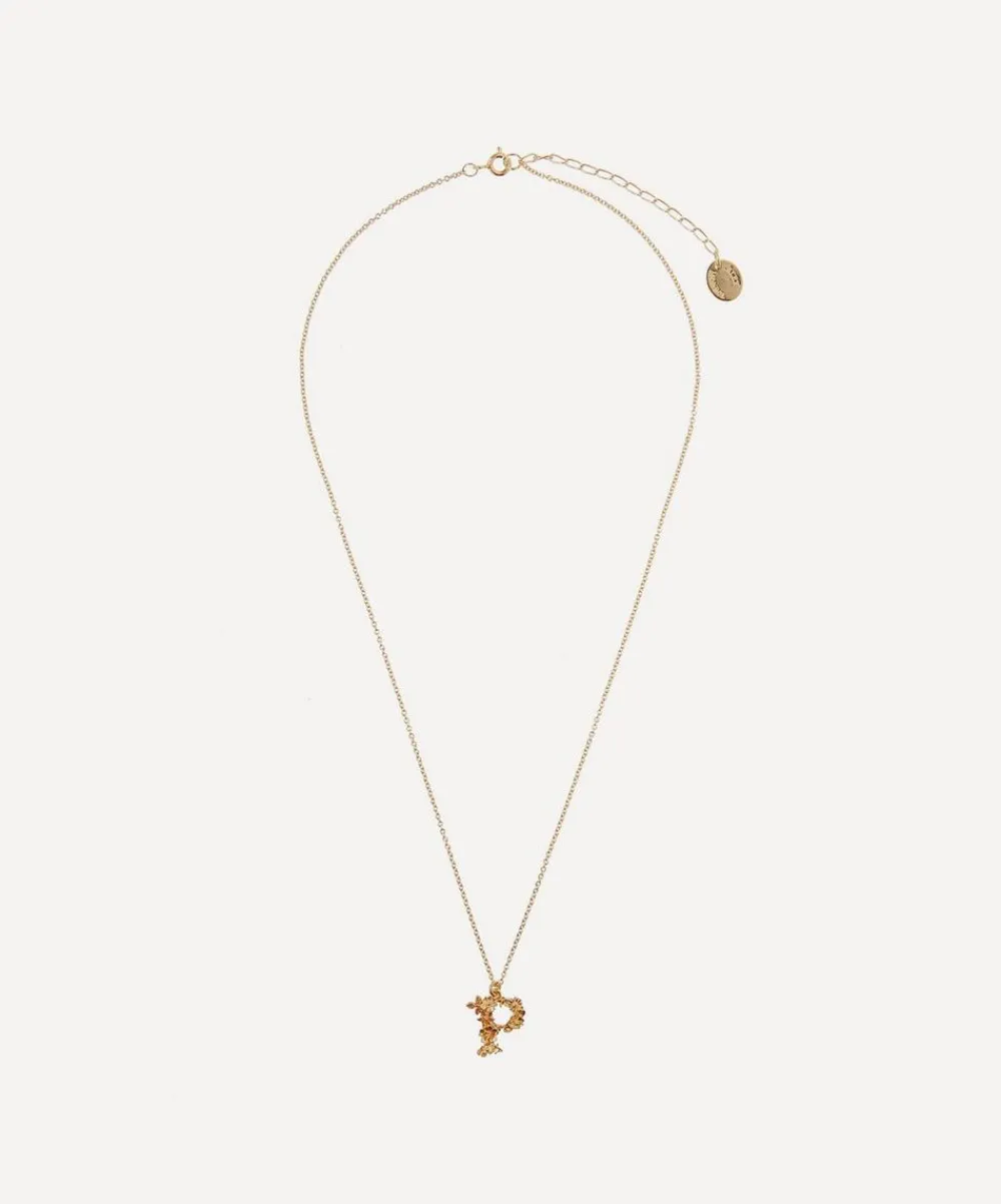 Alex Monroe Necklaces^Gold-Plated Floral Letter P Alphabet Necklace