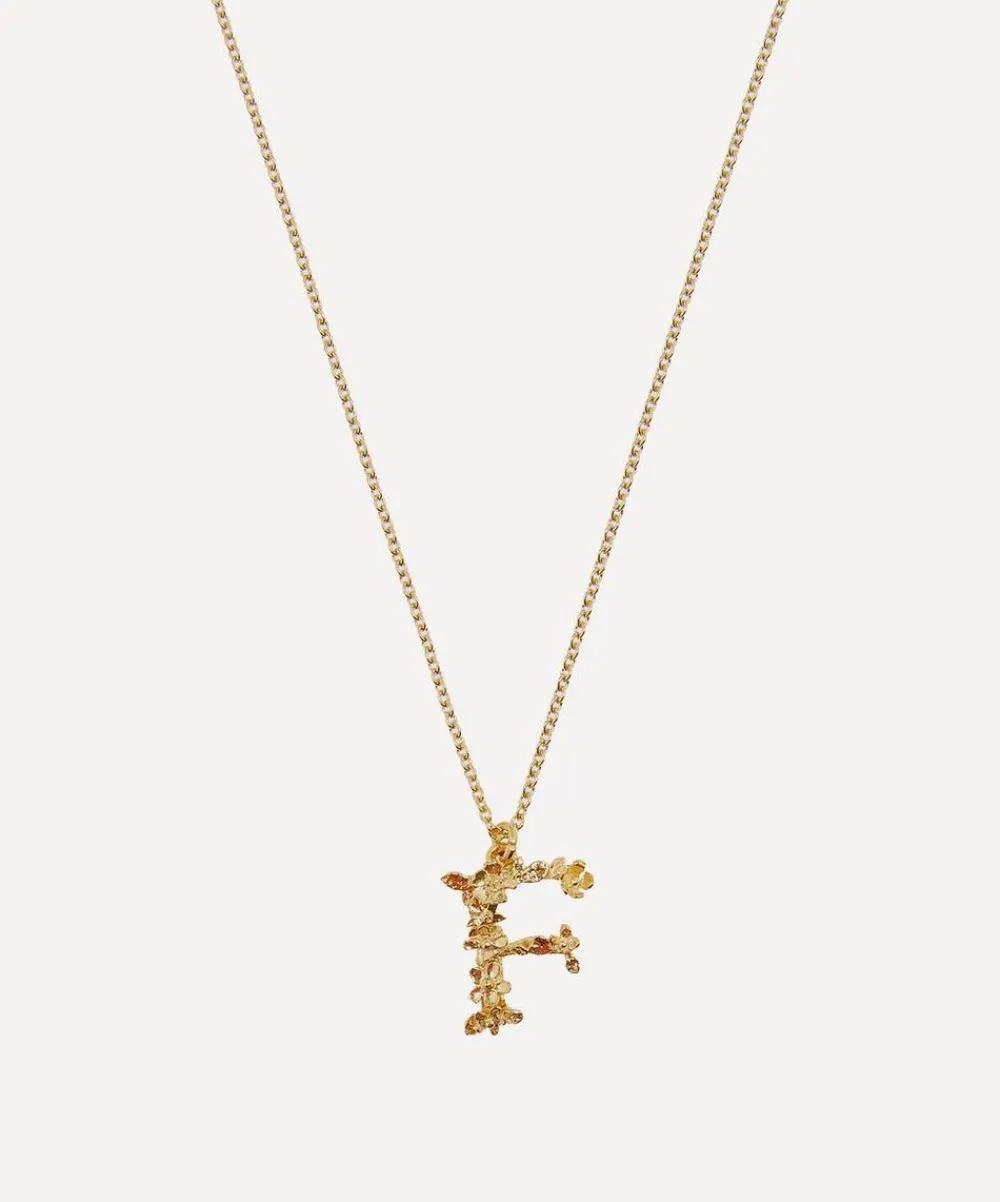 Alex Monroe Necklaces^Gold-Plated Floral Letter F Alphabet Necklace