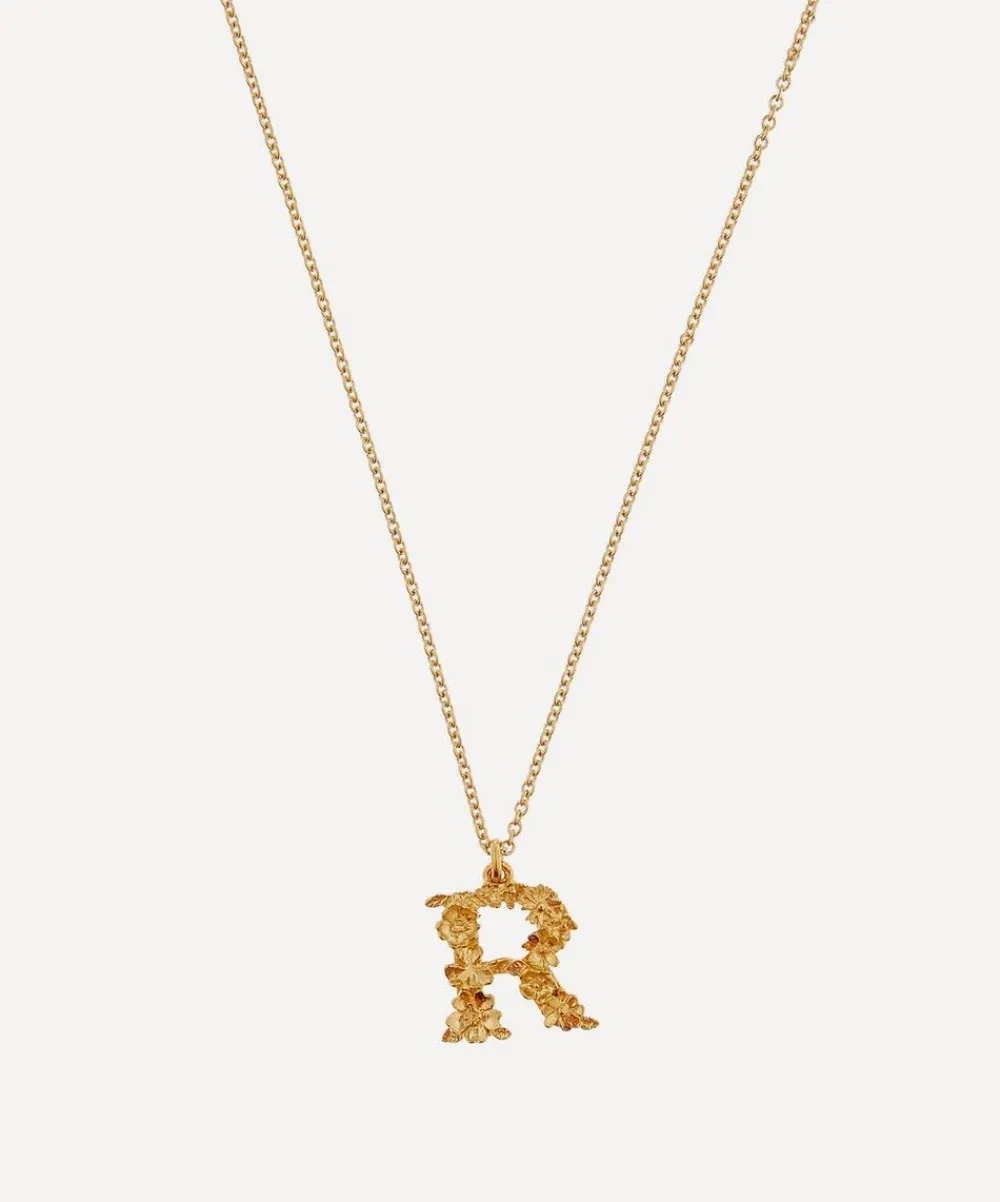 Alex Monroe Necklaces^Gold-Plated Floral Letter R Alphabet Necklace