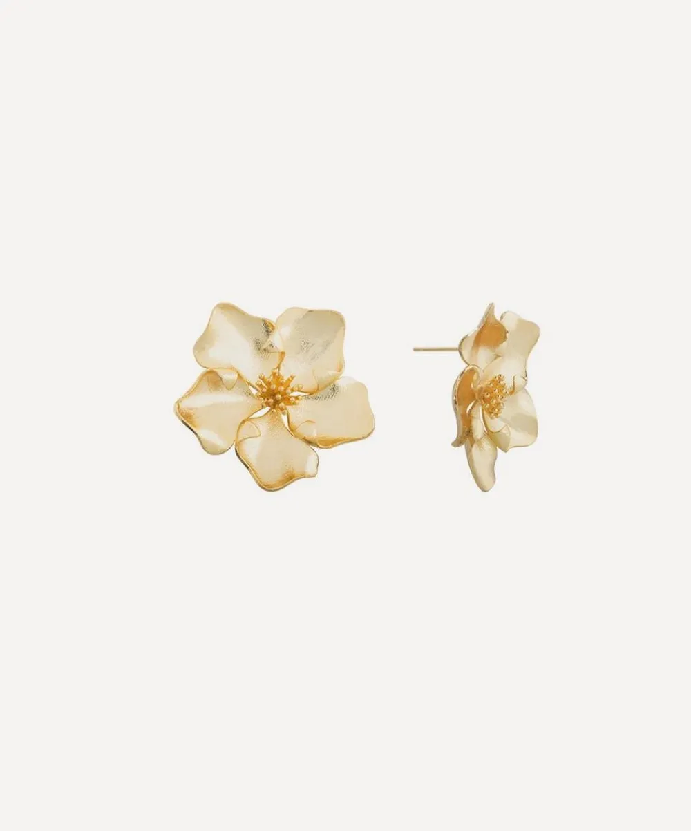 SHASHI Earrings^Gold-Plated Iys Flower Stud Earrings